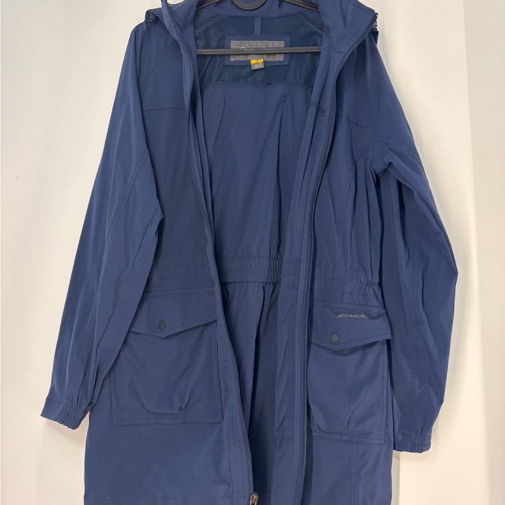 Eddie Bauer Navy Hooded Rain Jacket  (WATER PROOF)